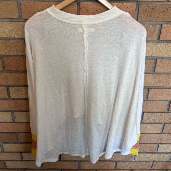 NWT We the Free White High Low Hem Stripe Statement Cuff Oversized Top Small - Picture 2 of 7